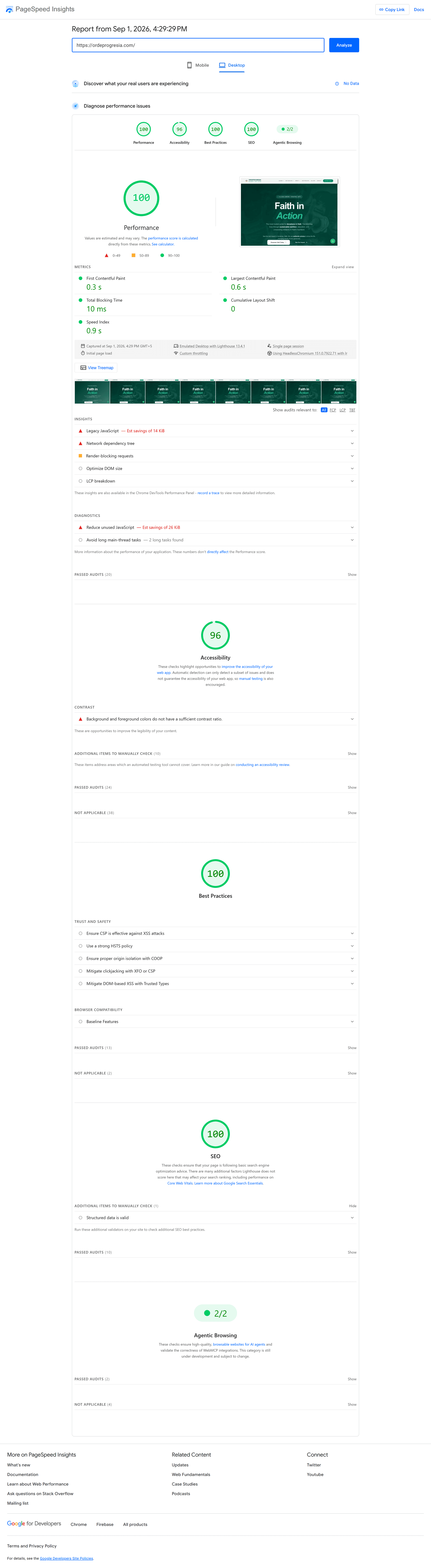 Ordeprogresia Haiti: Building a Digital Presence for a Humanitarian Mission verified PageSpeed Insights performance report